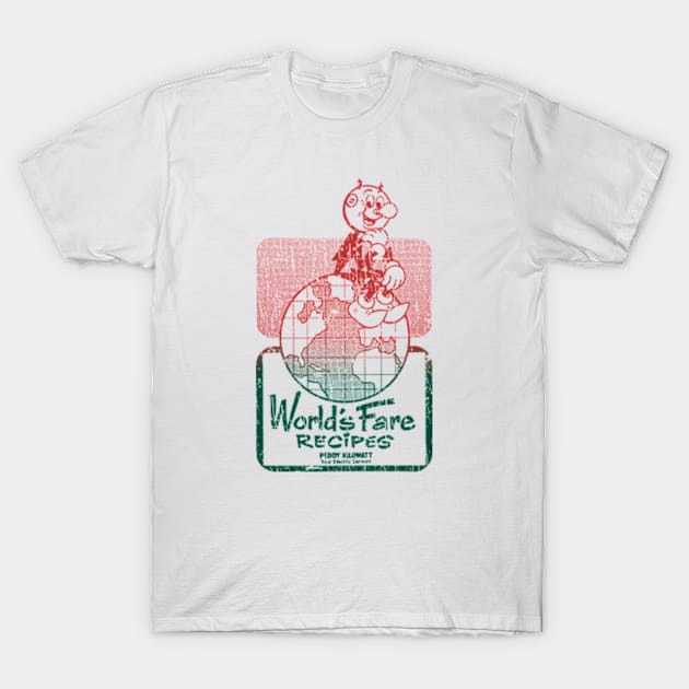 VINTAGE RETRO STYLE - Reddy Kilowatt WORLDS FARE RECIPES T-Shirt by lekhartimah